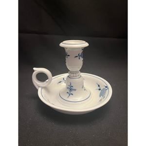 Vintage Blue Onion Porcelain Candle Holder Chamber Stick Meissen, Germany